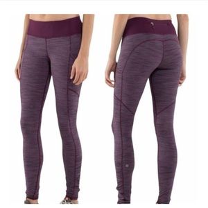 Lululemon Purple Striped Heathered Full Length Plum Ruched Luxtreme Leggings